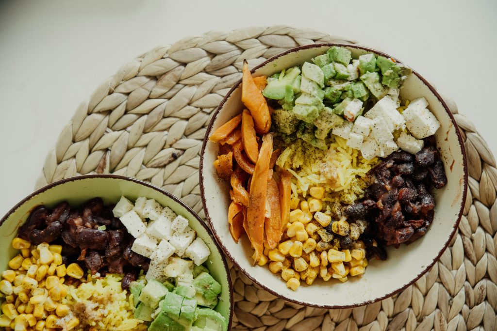 rice bowl meals with beans vegetables and herbs for easy dinners