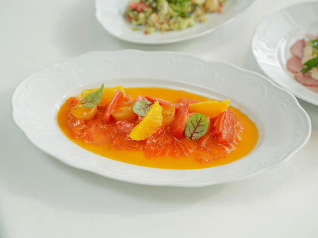 winter citrus recipes in a warm grain dish with citrus sauce